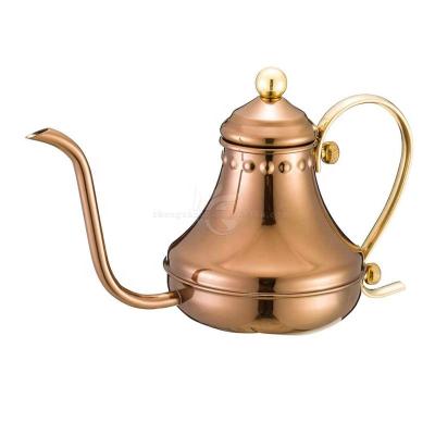 China Viable Rose Gold Plated Coffee Maker Percolator Coffee Pot Stainless Steel Gooseneck Coffee Drip Pot for sale