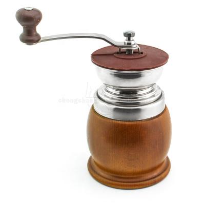 China Durable Stainless Steel Manual Coffee Grinder With Ceramic Burrs, Wooden Hand Crank Coffee Grinder Grinder for sale