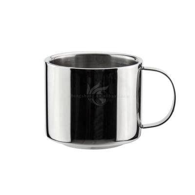 China Sustainable Comfortable Oval Handle Metal Coffee Mug Tea Cups Double Wall Stainless Steel Coffee Mugs for sale