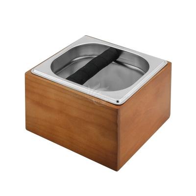 China Sustainable Durable Espresso Bash Box Stainless Steel And Wooden Coffee Bash Box For Coffee Machine for sale