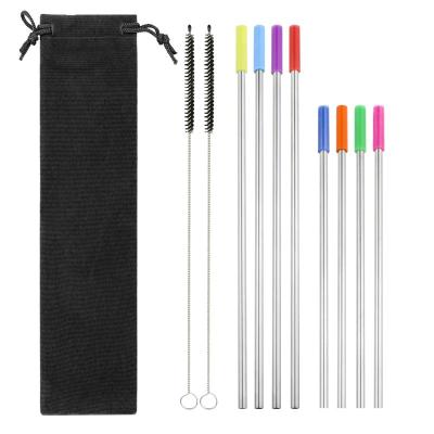 China Viable Straight Metal Straw Custom Drinking Set Gold Stainless Steel Bent Straws Silicone Tips Copper for sale