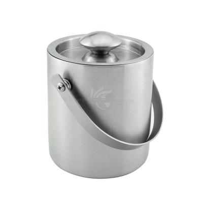 China Refrigerator Viable Silver Wine Bucket Ice 3L Stainless Steel For Bar Ice Bucket Stainless Steel Metal Camping Double Wall Ice Buckets for sale