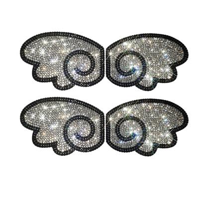 China Decoratation Customized Car Door Protectors Diamond Wings Ding Removal Covers Rhinestone Crystal Car Decoration Stickers Bling for sale