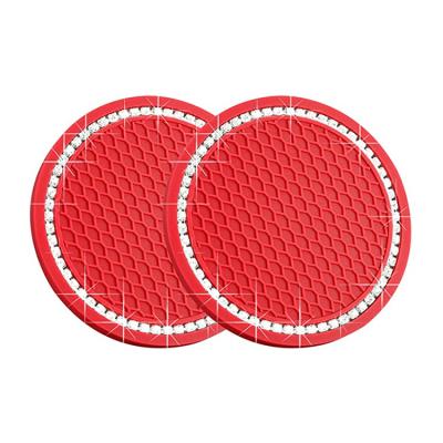 China Bling Customized Bling Car Cup Coaster, 2pcs 2.75 Inch Cup Holder Insert Coaster, Anti Slip Silicone Crystal Rhinestone for sale