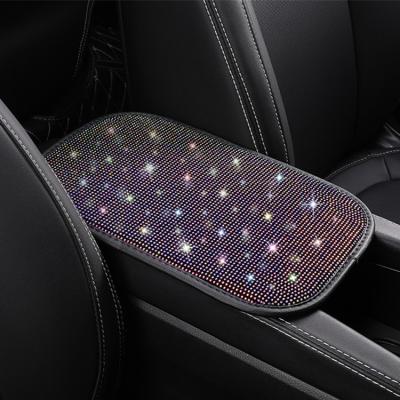 China Customized Eco-friendly Bling Car Armrest Cover Charming Cute Luster Crystal Rhinestone Auto Center Console Cover Device for sale