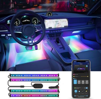 China Waterproof LED Car Lights with App Control, Smart Car Interior Lights with DIY Mode and Music Mode, RGB Car Lights with 2 Lines Design for sale