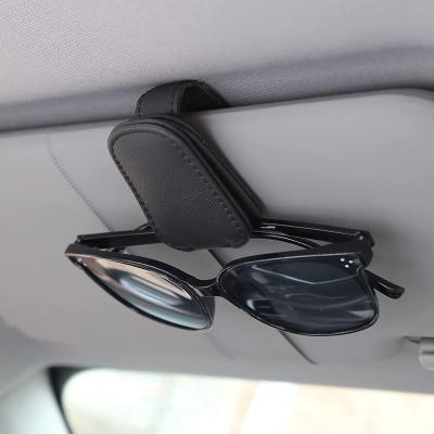 China Adjustable Sunglasses Holders for Car Sun Visor, Magnetic Leather Glass Monocle Hanger Clip for Car, Ticket Card Clip Glasses Mount for sale