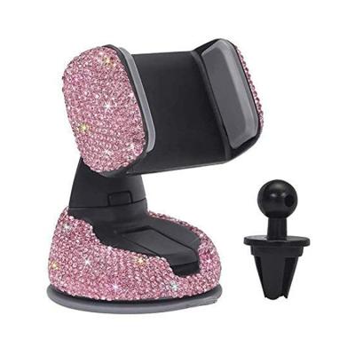 China Customized Adjustable Bling Car Phone Holder, Rhinestone Bling Crystal Car Phone Mount Air Conduit Base, Universal Cell Phone Holder for sale