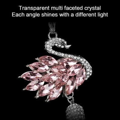 China Cute Hanging Crystal For Car Rear View Mirror Crystal Swan Double Sided Pendant Hanging Charm Car Interior Accessories for sale