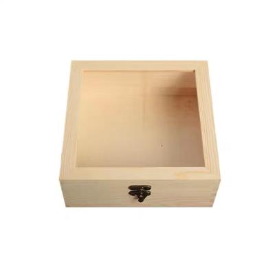 China Handmade Transparent glass cover wooden box desktop storage with hand gift wooden packing box jewelry box for sale