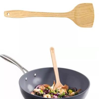 China Sustainable High temperature - resistant long - handle wooden spatula cooking spatula solid wood household non - stick pan rice shovel for sale