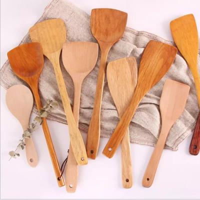 China Sustainable Domestic spatula wooden spatula wooden spoon non stick pan special long handle cooking spatula for sale