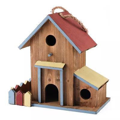 China Sustainable Customized hanging wooden bird nest wooden piano cage wild wooden hanging bird house wholesale for sale