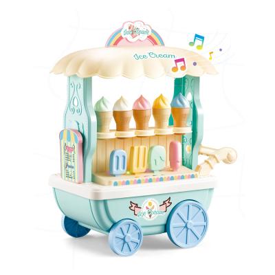 China ABS Plastic Kid Pretend Play Electric Ice Cream Cart For Kids Cooking Toy For Kid for sale