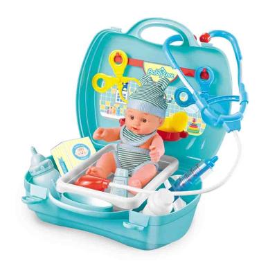 China ABS Plastic Children Nursing Apparatus Toy Set Doctor Role Play Medical Table Toy Plastic Violins Shape Nurse Suitcase Baby Care Tools for sale