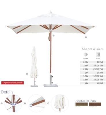 China 300X300cm Modern Classic Solid Tropical Wood Giant Project Center Pole Commercial Umbrella Indonesia for sale