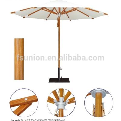 China Modern Wood Coated Aluminum Outdoor Umbrella For Sliding Wood Furniture for sale