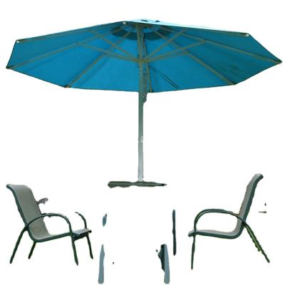 China 9ft Modern Outdoor Furniture Fiberglass Blue Sky Central Pole Patio Umbrella for Hotel Pool for sale