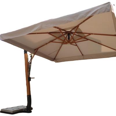 China Modern 10ft Square Commercial Offset Polyester Beige Color Market Hanging Cantilever Patio Umbrella for sale