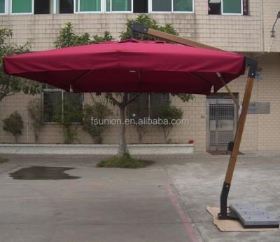 China Outdoor Furniture Giant Wooden Hanging Patio Umbrellas With Granite Base for sale