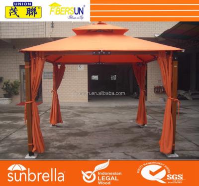 China Outdoor Wooden Beach Tent Gazebo Gazebo House With Cautains for sale