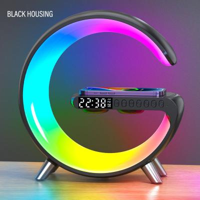 China Hot Selling Mobile Phone New Wireless Charging Wake Up Light BT Speaker Music Rhythm Clock Alarm Clock APP Control Ambient Light for sale