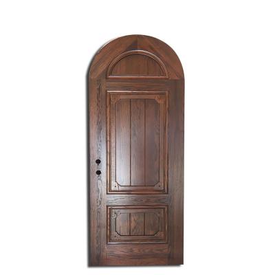 China Waterproof custom wood doors for arch interiors wood grain entry door solid wood with patterns casement door for sale