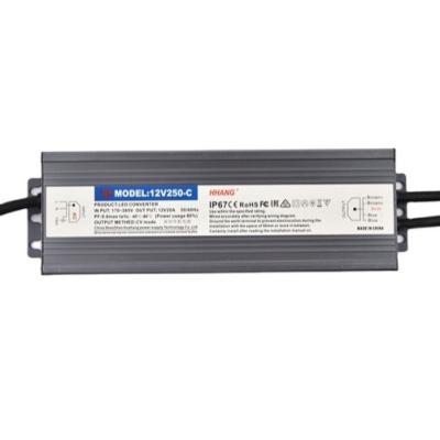 China New design factory sale Ip67 waterproof power supply 250w 12v/24v led power supply 230*75*33 for sale