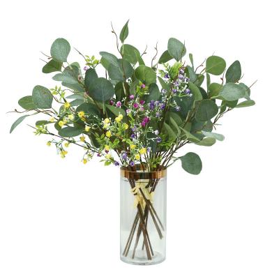 China Outdoor Indoor Home Decoration Artificial Eucalyptus Leaves Gypsophila Bouquet Artificial Flower Wedding Flower Simulation Green Plants for sale