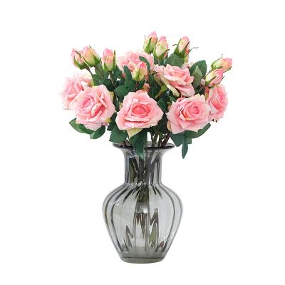 China Home Decorative Flowers Real Touch Party Rose Bouquet Flowers Latex Wedding Bouquet High Quality Artificial Flower Bridal Decoration for sale