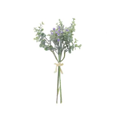 China Popular Home Decoration Artificial Eucalyptus Leaves Gypsophila Bouquet Artificial Flower Wedding Flower for sale