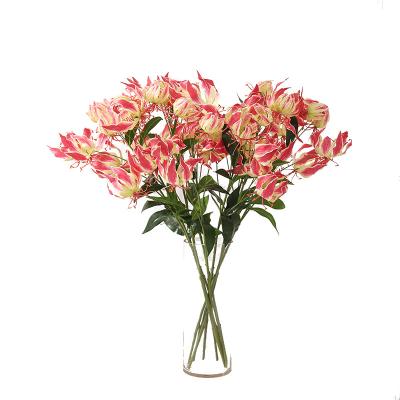 China Outdoor Indoor Decoration Simulation Lily 6 Heads Perfume Lily Silk Flower Artificial Wedding Home Decoration Flower for sale