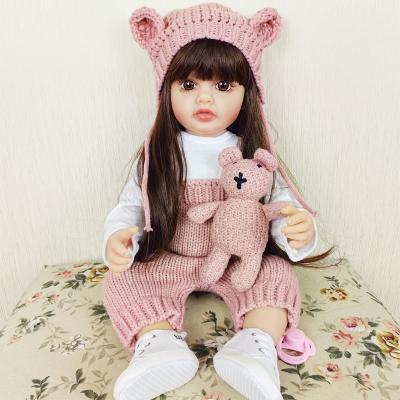 China stuffed & Plush Toy Kids Gift Brushable Hair smooth silicone 55 cm baby reborn realistic baby cheeks - 22 inch doll for sale