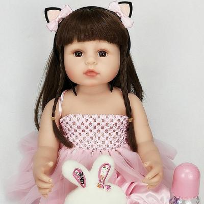 China 55cm 24inch Cartoon Toy Mini Newborn Girl Toys 55cm 24inch Body Silicone Rag Clothes Baby Reborn Baby Dolls Beautiful Full Wow for sale