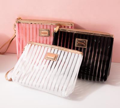 China Leather bag used or daily travel wash bag waterproof cosmetic transparent makeup bag woman daily shipping for traveling for sale