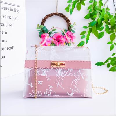 China Fasion 2021 New Fashion Transparent Handbag Korean Women's Bag Transparent Handbag Printed Messenger Bag for sale