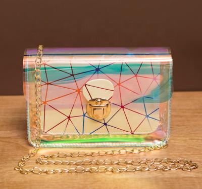 China Fashion 2021 Fashion Laser Girls Clear Jelly Bag Purse Tote Handbag Beach Shoulder Bag for sale