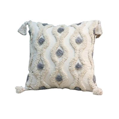 China Anti-static Hot-selling European and American market decoration with fringed farmhouse cushion 45*45cm for sale