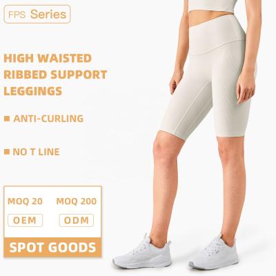 China Ribber Logo Breathable Fabric High Waist Yoga Pants Leggings Shorts Out Wear Custom Made For Women for sale