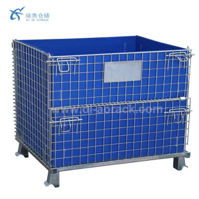 China Folding & Stackable Collapsible And Stackable Wire Container With PP Hollow Sheet for sale