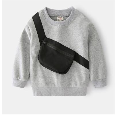 China Baby Boy Autumn Clothes Pullover Kids Solid Gray Pullover Boys Autumn Black Custom Anti-pilling Sweatshirt for sale