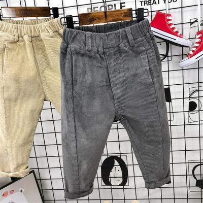 China Anti-wrinkle Corduroy Pants Autumn Baby Boy Korean Style 2022 Sample Casual Fashion Pockets Loose Pants Solid Color Children Clothing for sale