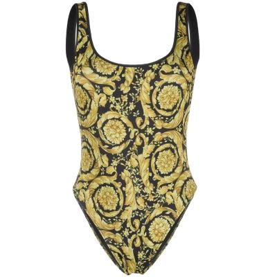 China Brand Designer Logo Swimwear Breathable Gold Print Sexy Monokini Bikini Set One Piece Swimsuit Woman Swimwear for sale