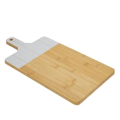 China Viable High Quality Rectangle Chop Board Bamboo Food Cutting Meat Block Board With Handle for sale