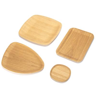 China Natural Wooden Biodegradable Food Tray Stocked Household Tableware Dish Snack Dish for sale