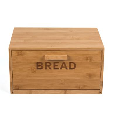 China Cheap natural kitchen bread stored bamboo storage box, boxes for soft bread, bamboo bread bin for sale