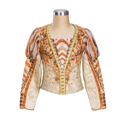 China Hooks and Eyes Tying Nutcracker Variation Stage Performance YAGP Golden Boy Ballet Jumper Costume for sale