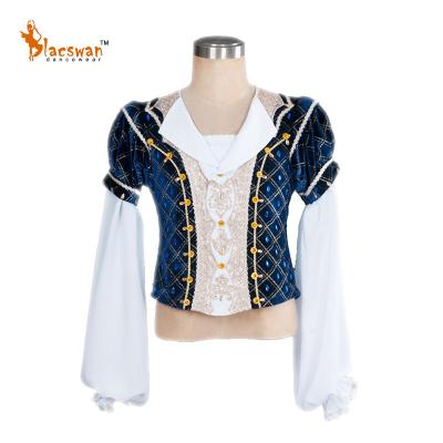 China Blue and White Custom Size Under Jacket Male Shirt Men's Classical Professional Dance Performance Role Costume Raymonda Ballet Tunic for sale