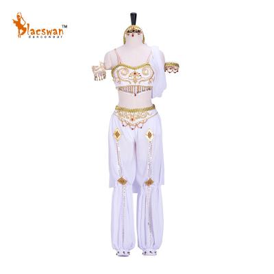 China 2 Pieces Professional Stage Equipment Competition Adjustable YAGP White Sizing With Helmet Ballet Dance Arabian Nutcracker Costume for sale