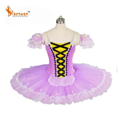 China Lilac Professional Competition Stage Dancewear Pancake Tutu Dress Coppelia Doll Ballet Variation Adjustable Sizing Costumes for sale